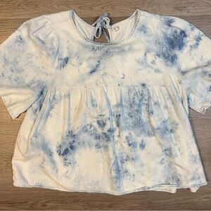Old Navy Blue and White Tie-Dye Blouse